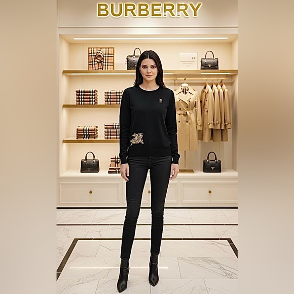 Burberry London Black Pullover Women's Top Sweater Sweatshirt - Picture 12 of 12